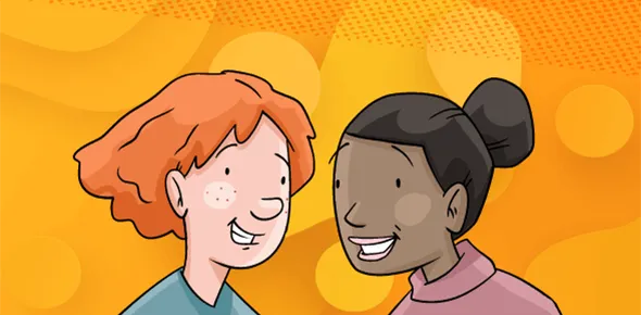 Raphaël et Fatoumata en train de sourire.