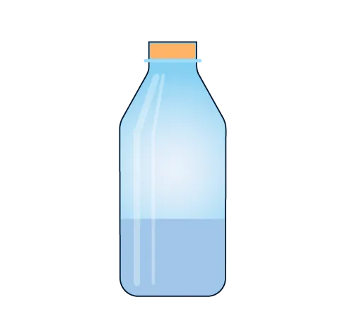 Une bouteille remplie environ au tiers.