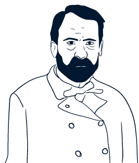 Illustration de Louis Pasteur, cheveux et barbe noire.