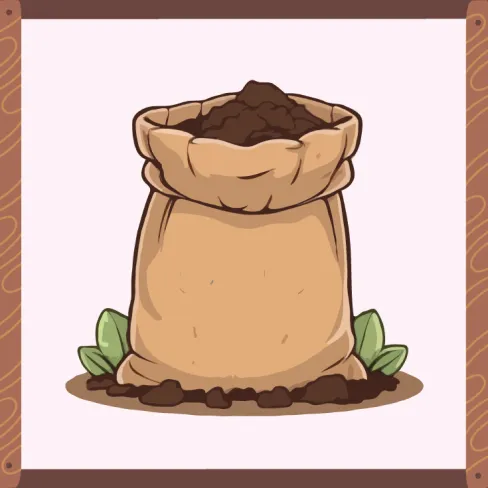 Une poche de jute remplie de terre.