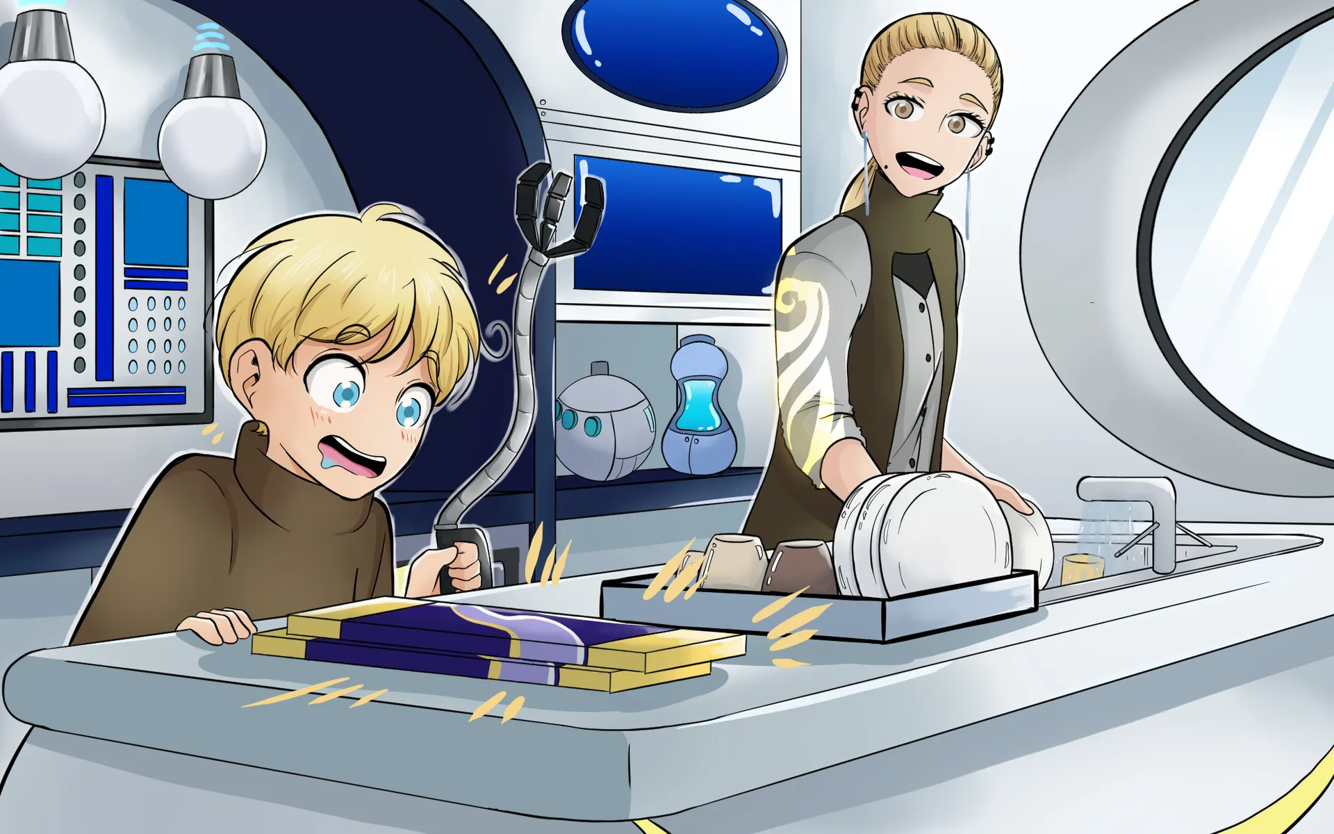 Sous le regard de sa mère blonde aux yeux couleur miel, Thomas salive en fixant les deux immenses tablettes de chocolat.