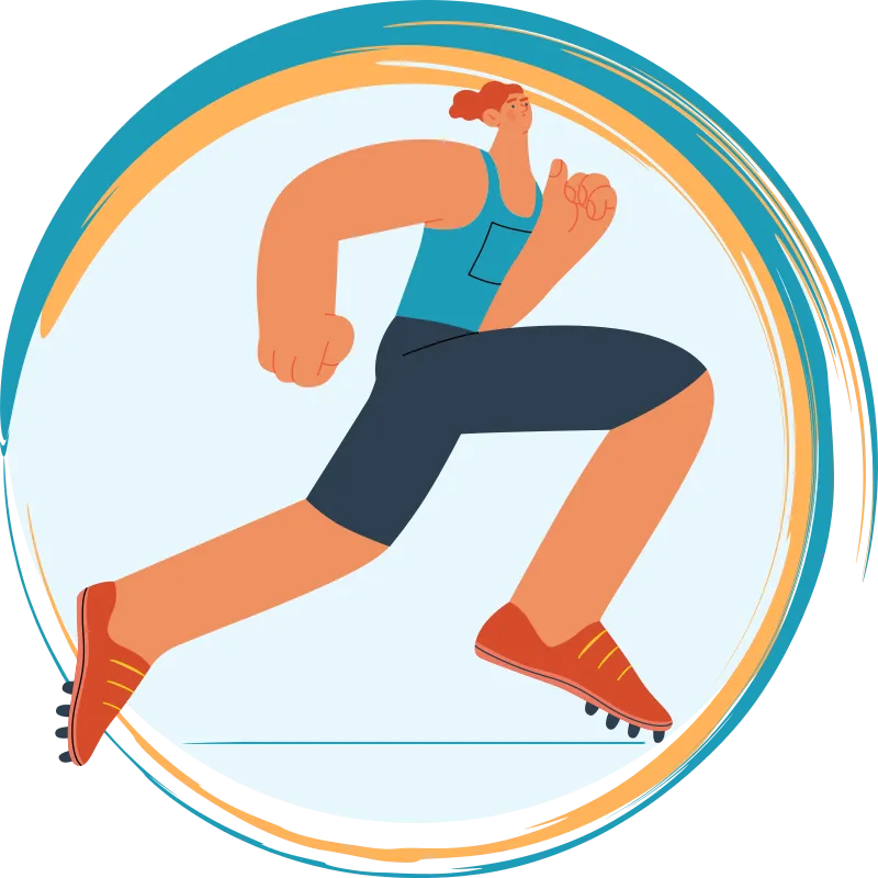 Une personne en plein élan de course.