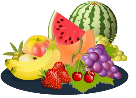 Assiette de fruits variés.