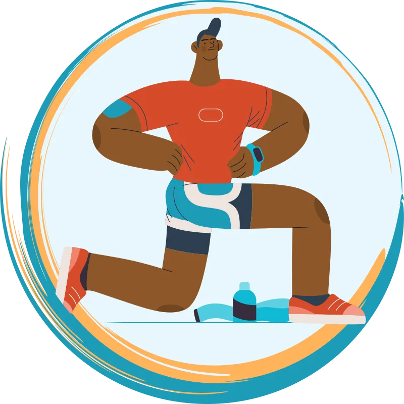 Un garçon portant une tenue sportive et une montre intelligente qui fait des squats.