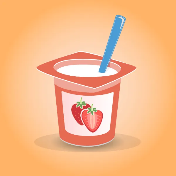 Un petit pot de yogourt à la fraise.