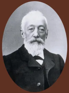 Photo en noir et blanc de Daniel Peter, qui a les cheveux et la barbe blanche.